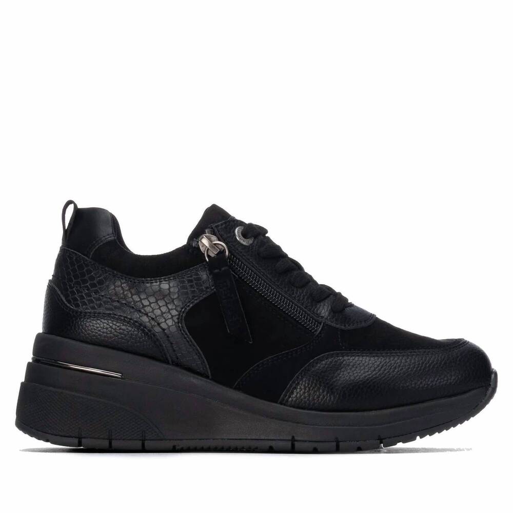 NEW REFRESH women's casual wedge sneakers in black